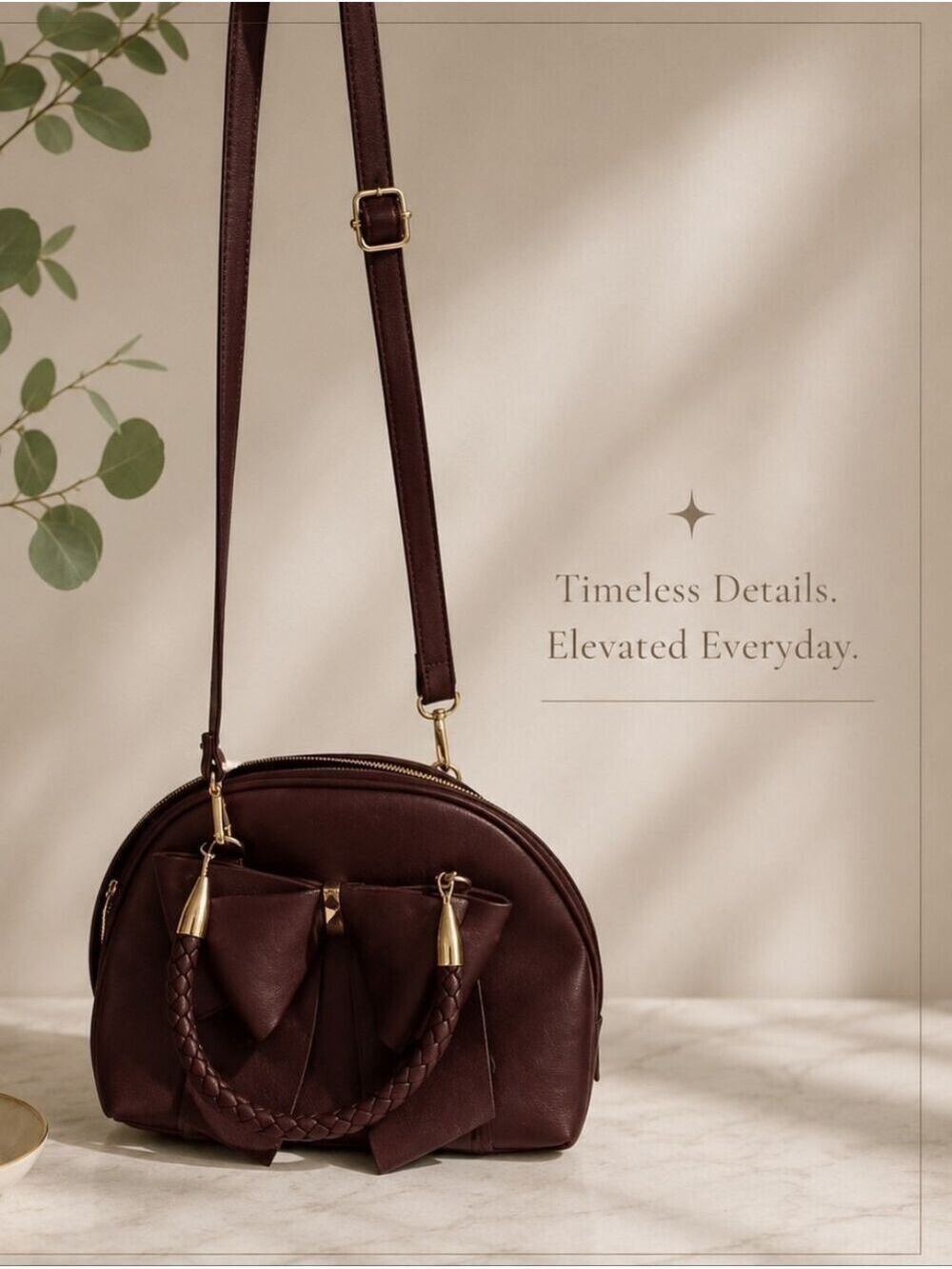 Nice Dreams Wine Crossbody Bag Bow Detail